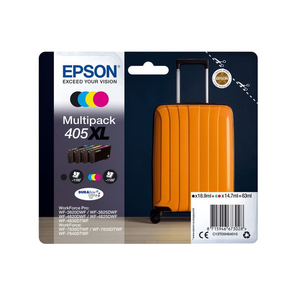 Cartouches d'origines Epson C13T05H64020 / 405 XL - multipack 4 couleurs : noire, cyan, magenta, jaune