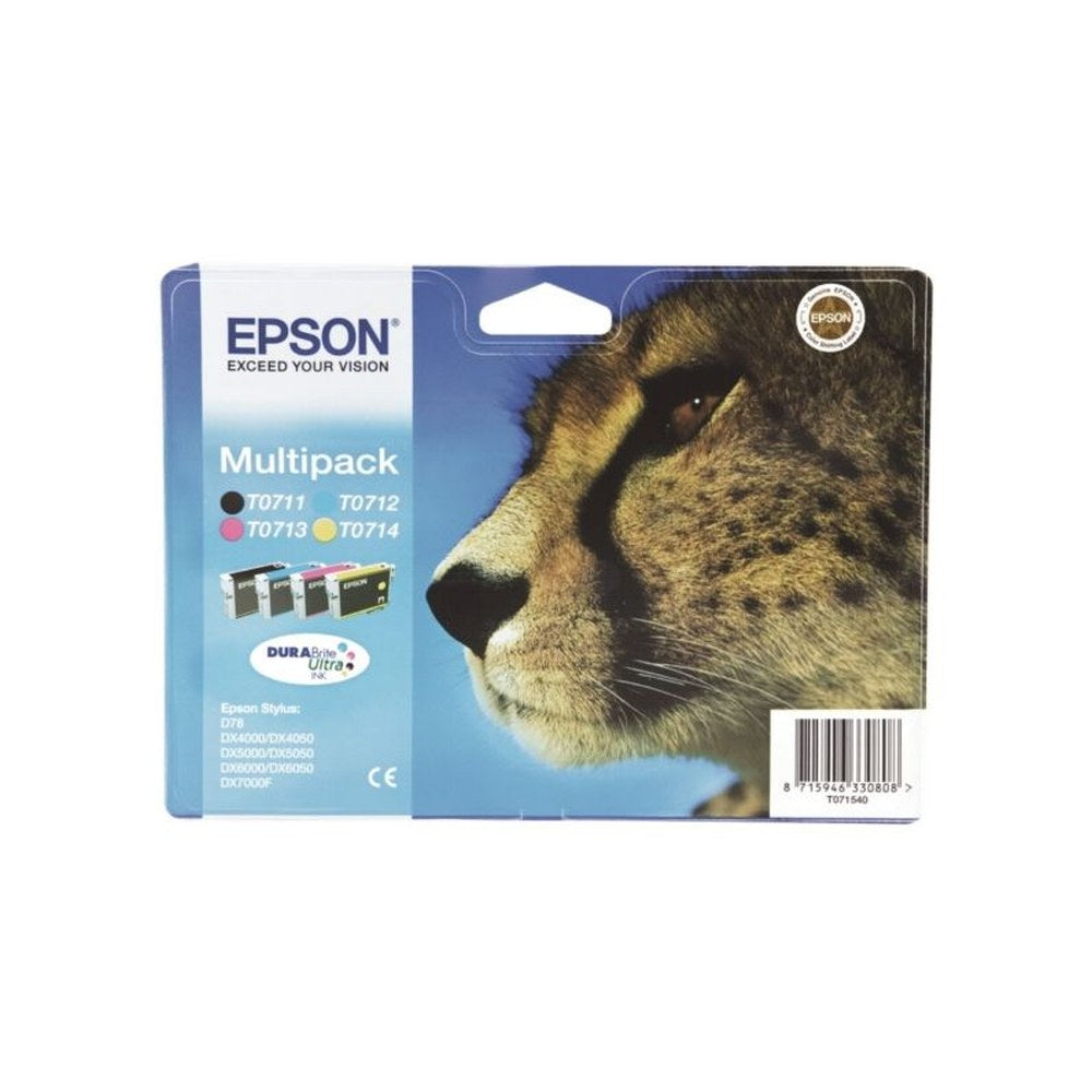 Cartouches d'origines Epson C13T07154010 / T0715 - multipack 4 couleurs : noire, cyan, magenta, jaune