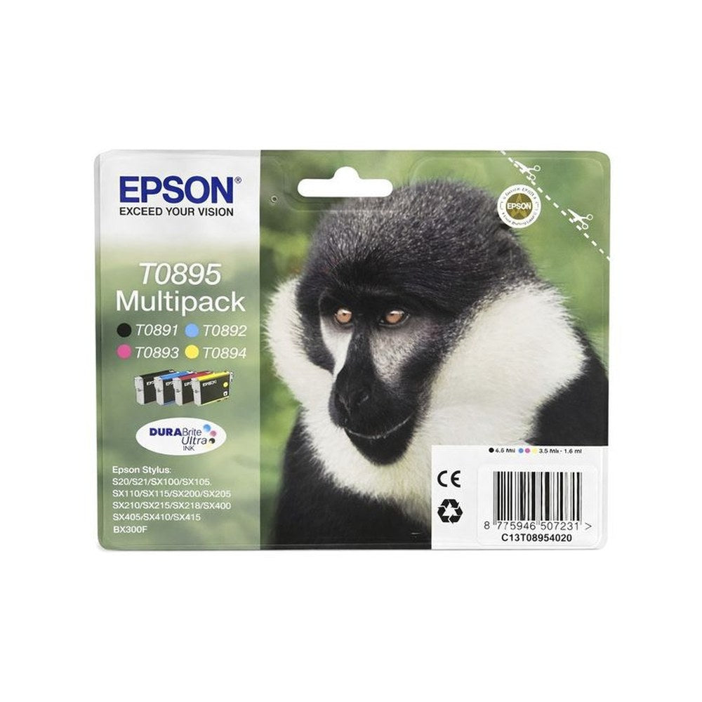 Cartouches d'origines Epson C13T08954020 / T0895 - multipack 4 couleurs : noire, cyan, magenta, jaune