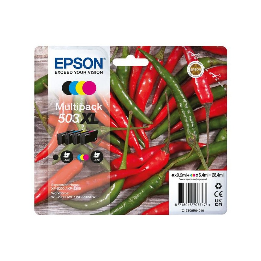 Cartouches d'origines Epson C13T09R64020 / 503XL - multipack 4 couleurs : noire, cyan, magenta, jaune