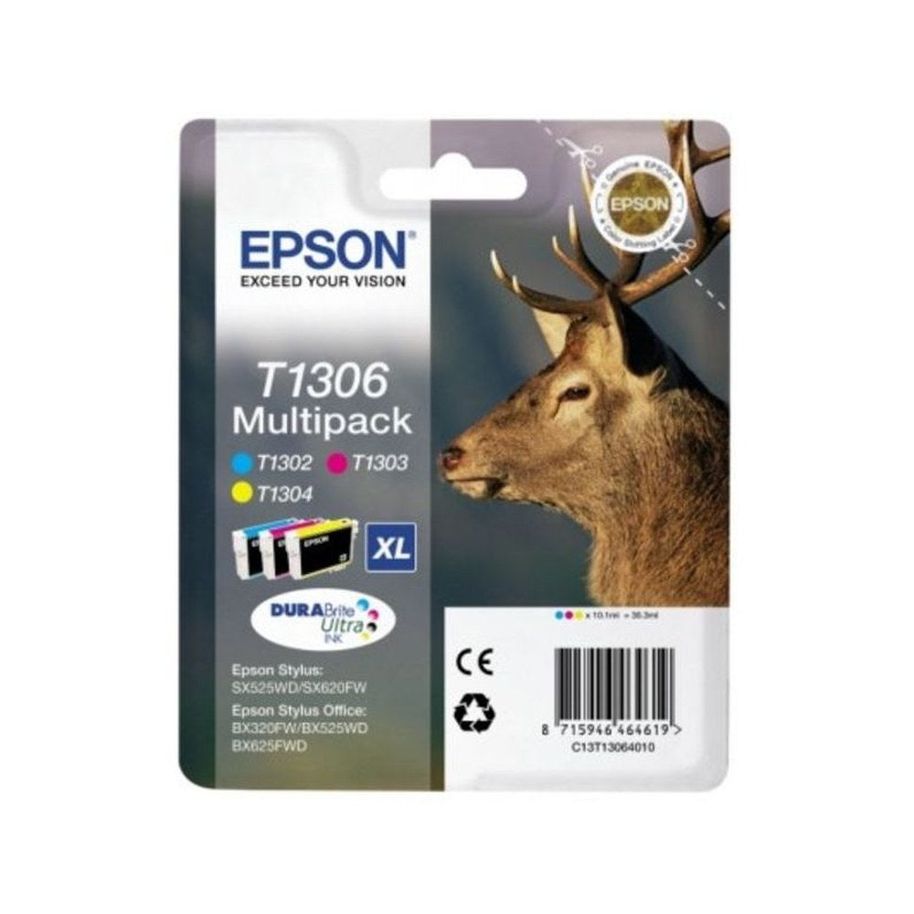 Cartouches d'origines Epson C13T13064010 / T1306 - multipack 3 couleurs : cyan, magenta, jaune