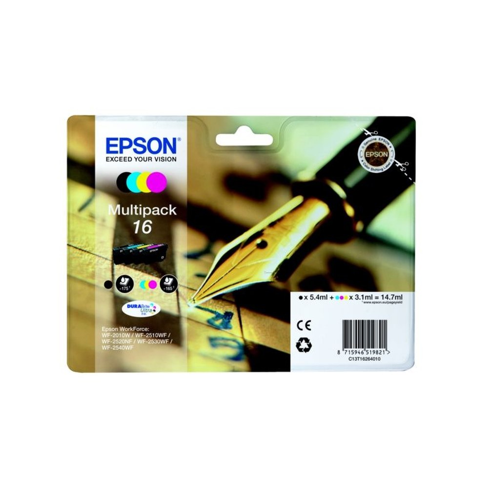 Cartouches d'origines Epson C13T16264022 / 16 - multipack 4 couleurs : noire, cyan, magenta, jaune