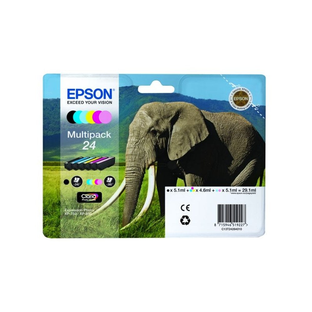 Cartouches d'origines Epson C13T24284010 / 24 - multipack 6 couleurs : noire, cyan, magenta, jaune