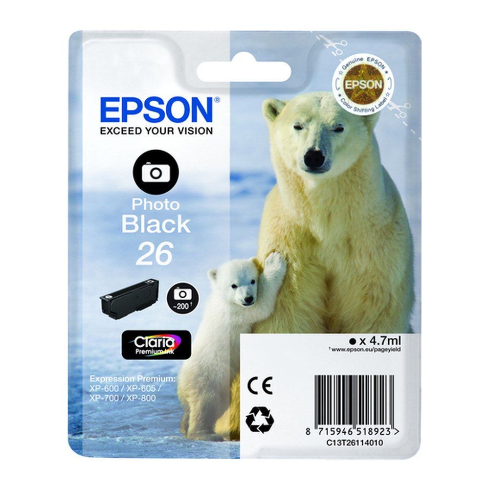 Cartouche d'origine Epson C13T26114010 / 26 - noire