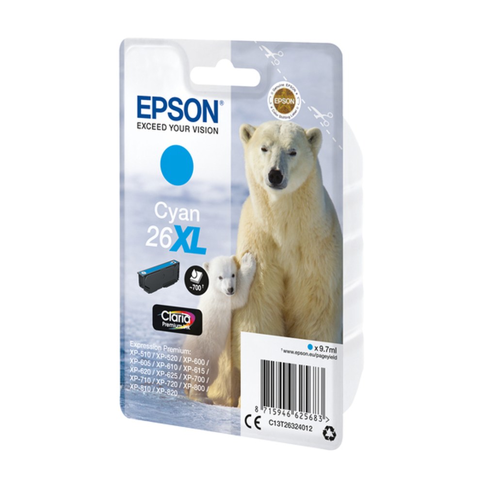 Cartouche d'origine Epson C13T26324012 / 26XL - cyan