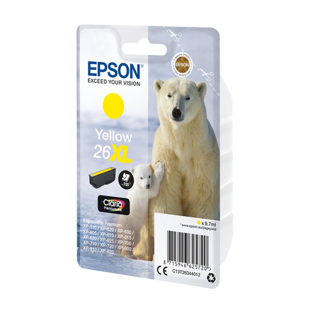 Cartouche d'origine Epson C13T26344012 / 26XL - jaune