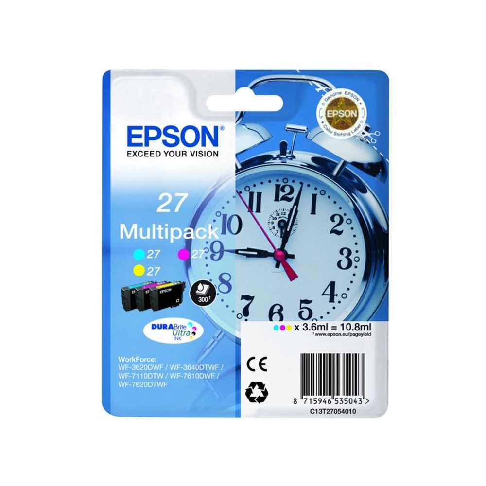 Cartouches d'origines Epson C13T27054012 / 27 - multipack 3 couleurs : cyan, magenta, jaune