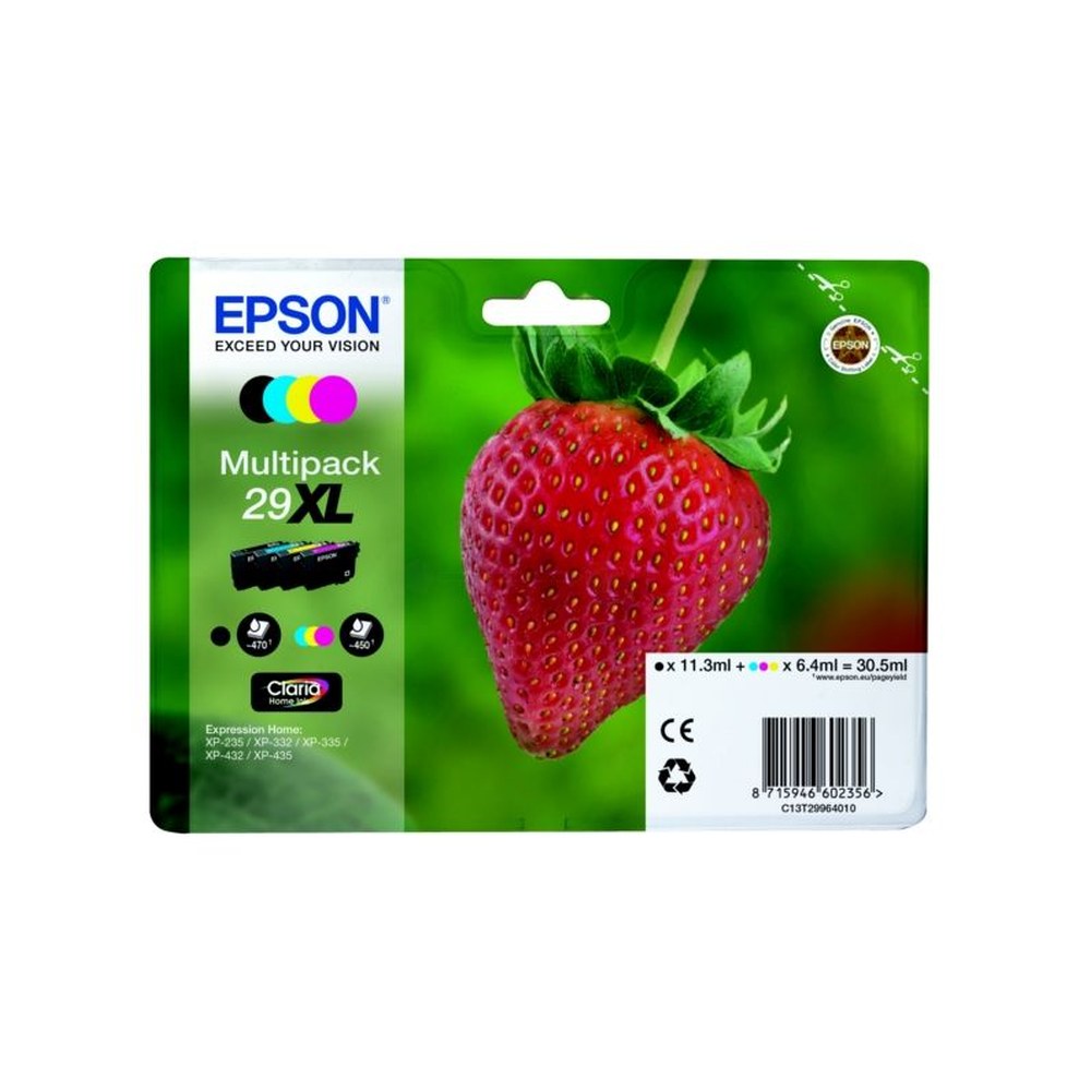 Cartouches d'origines Epson C13T29964022 / 29XL - multipack 4 couleurs : noire, cyan, magenta, jaune