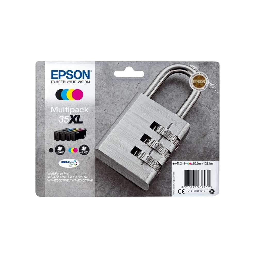 Cartouches d'origines Epson C13T35964020 / 35XL - multipack 4 couleurs : noire, cyan, magenta, jaune