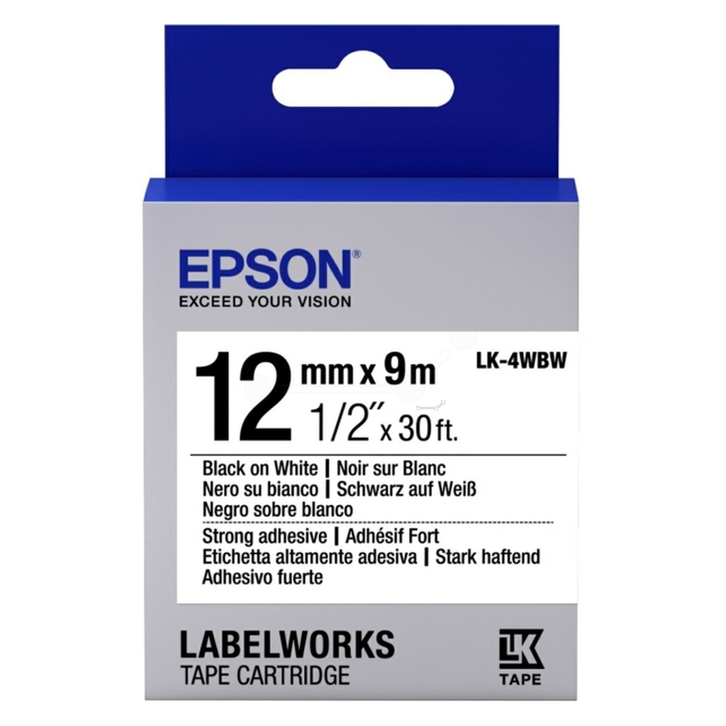 Ruban d'origine Epson C53S654016 / LK-4WBW - noir, blanc