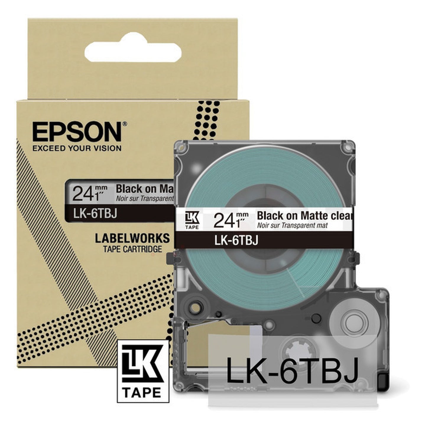 Rouleau d'étiquettes d'origine Epson C53S672067 / LK-6TBJ - noir, transparent