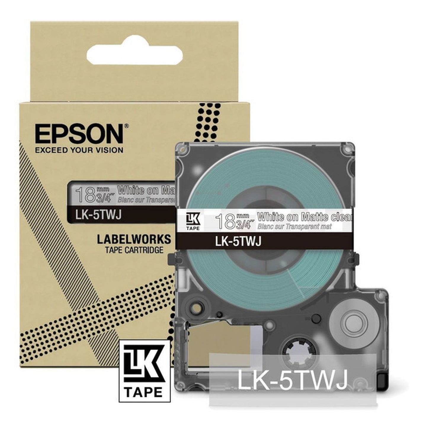 Rouleau d'étiquettes d'origine Epson C53S672069 / LK-5TWJ - transparent, blanc