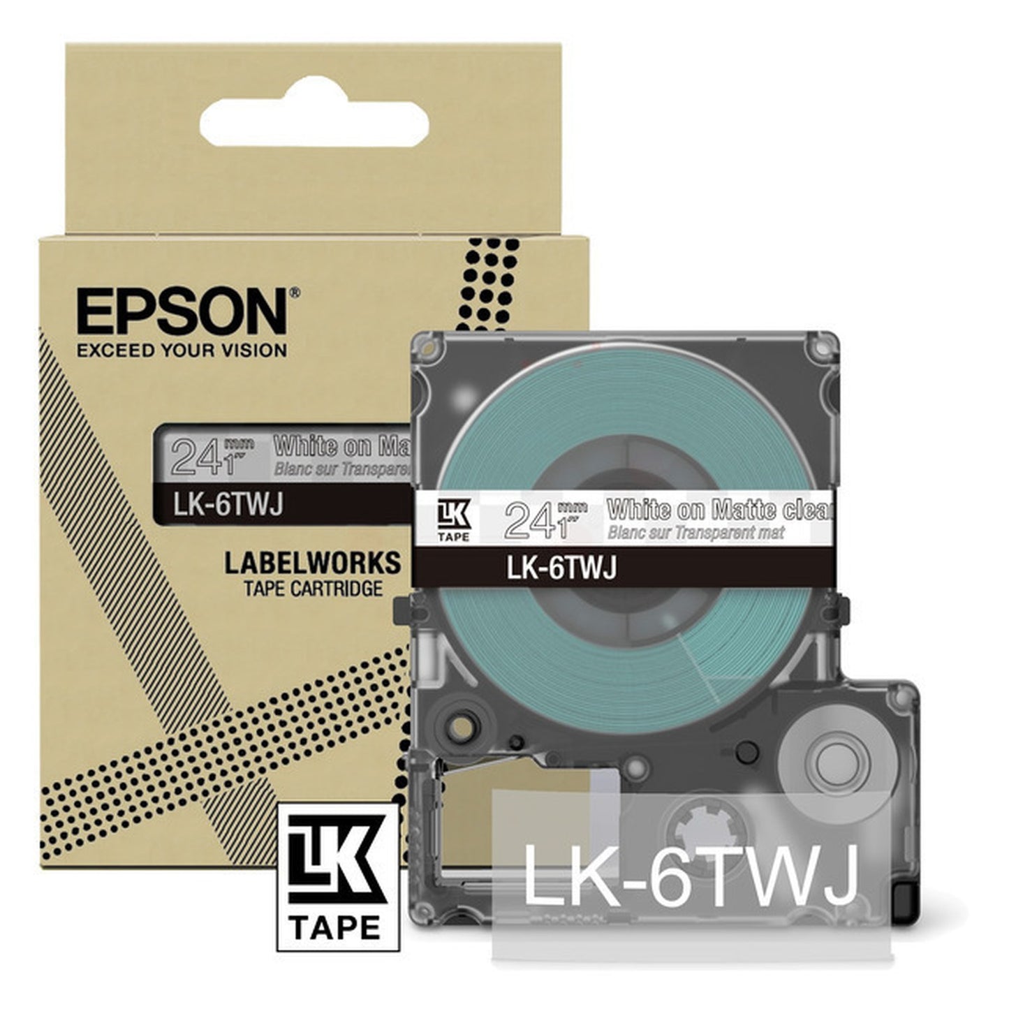 Rouleau d'étiquettes d'origine Epson C53S672070 / LK-6TWJ - transparent, blanc