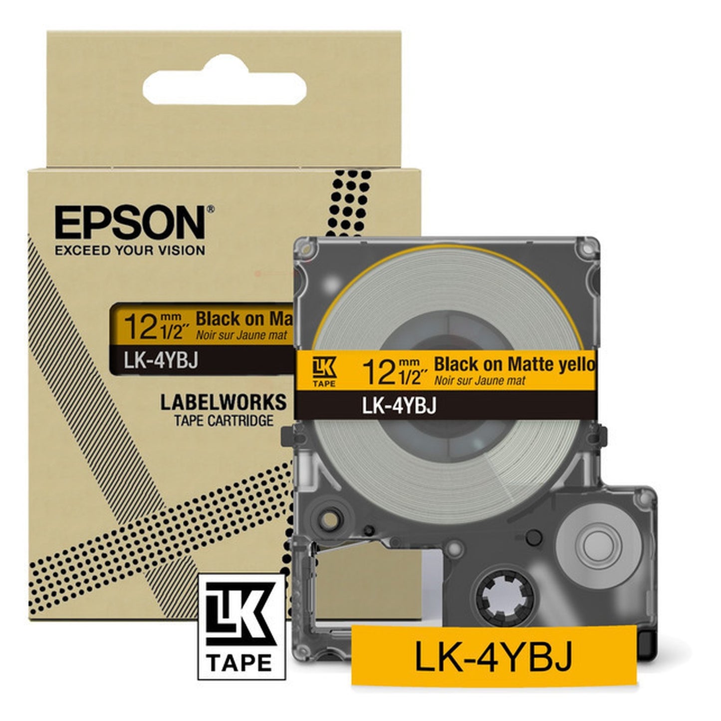 Rouleau d'étiquettes d'origine Epson C53S672074 / LK-4YBJ - noir, jaune