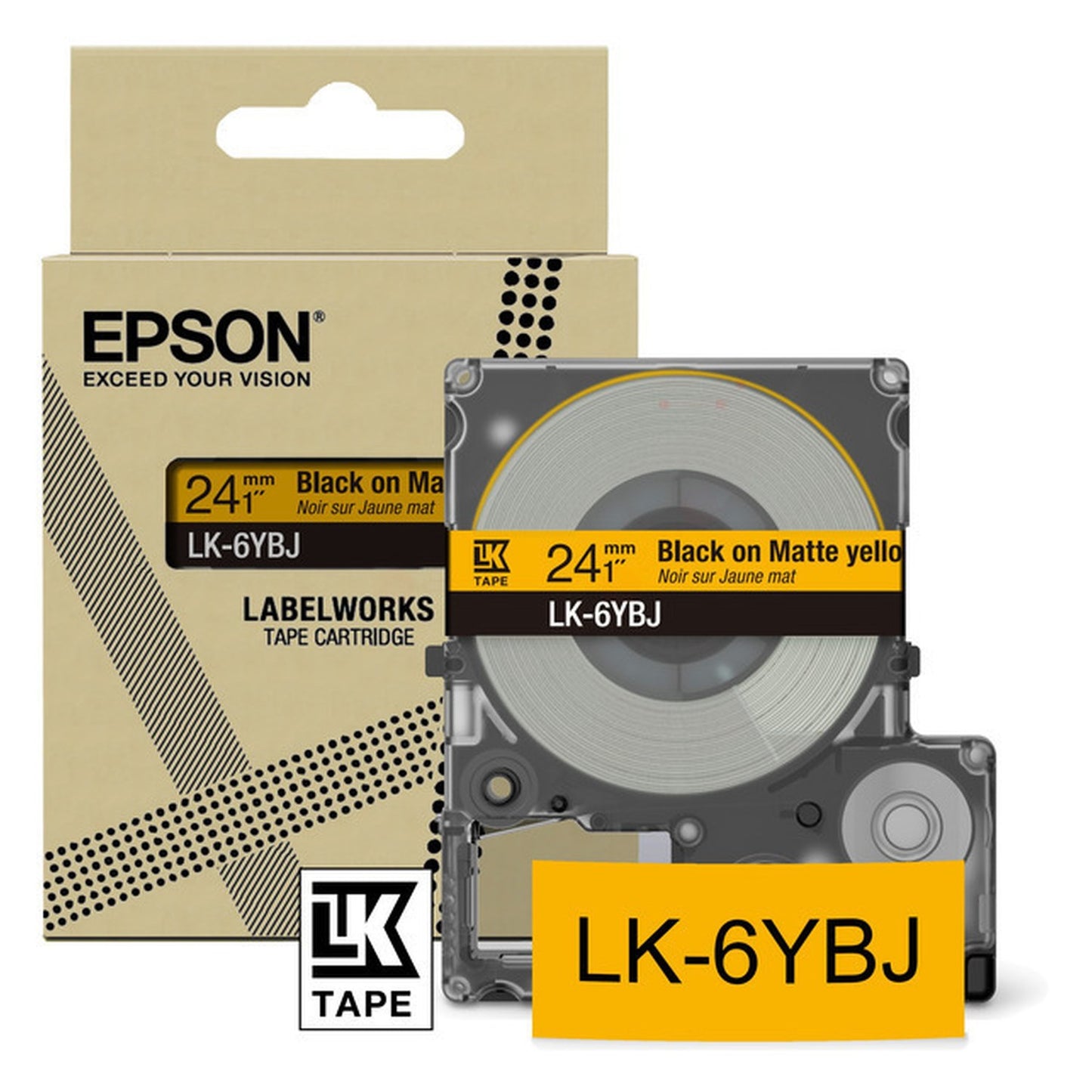 Rouleau d'étiquettes d'origine Epson C53S672076 / LK-6YBJ - noir, jaune