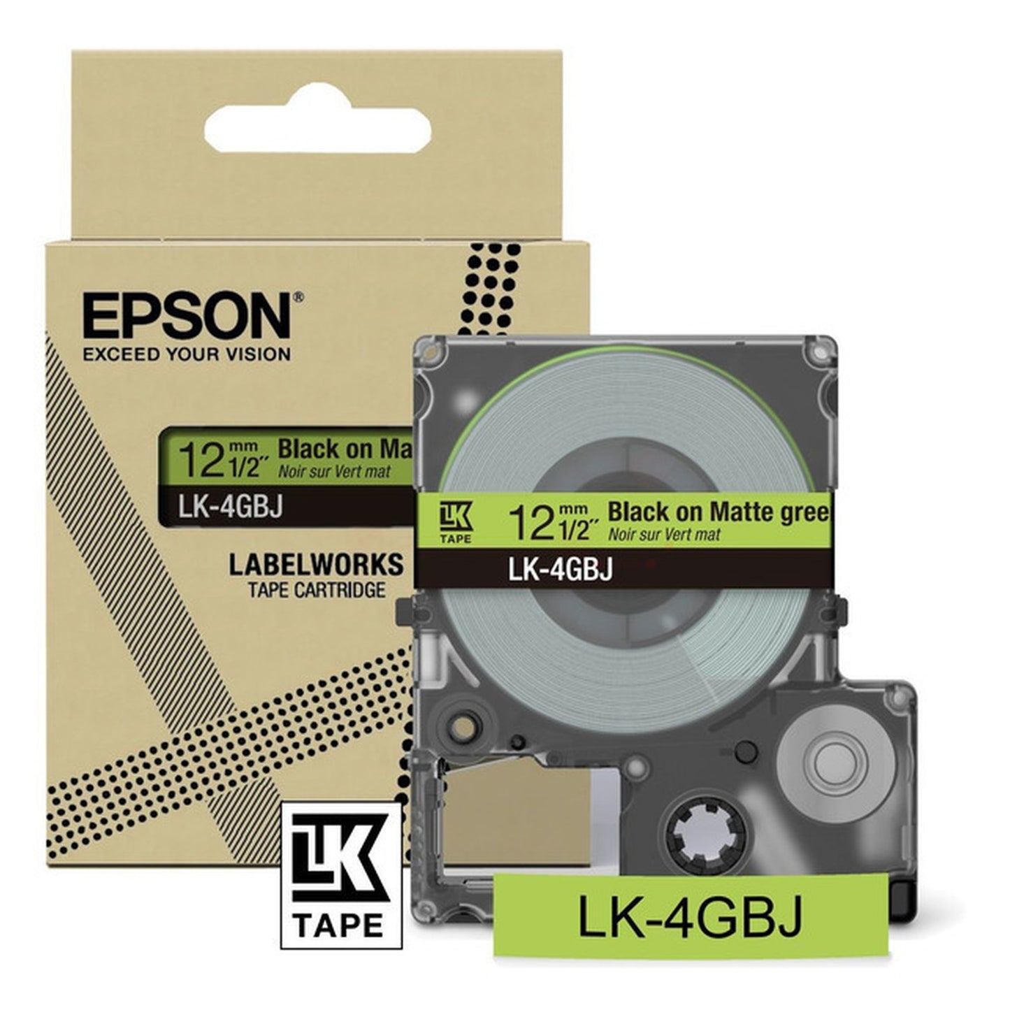 Rouleau d'étiquettes d'origine Epson C53S672077 / LK-4GBJ - noir, vert
