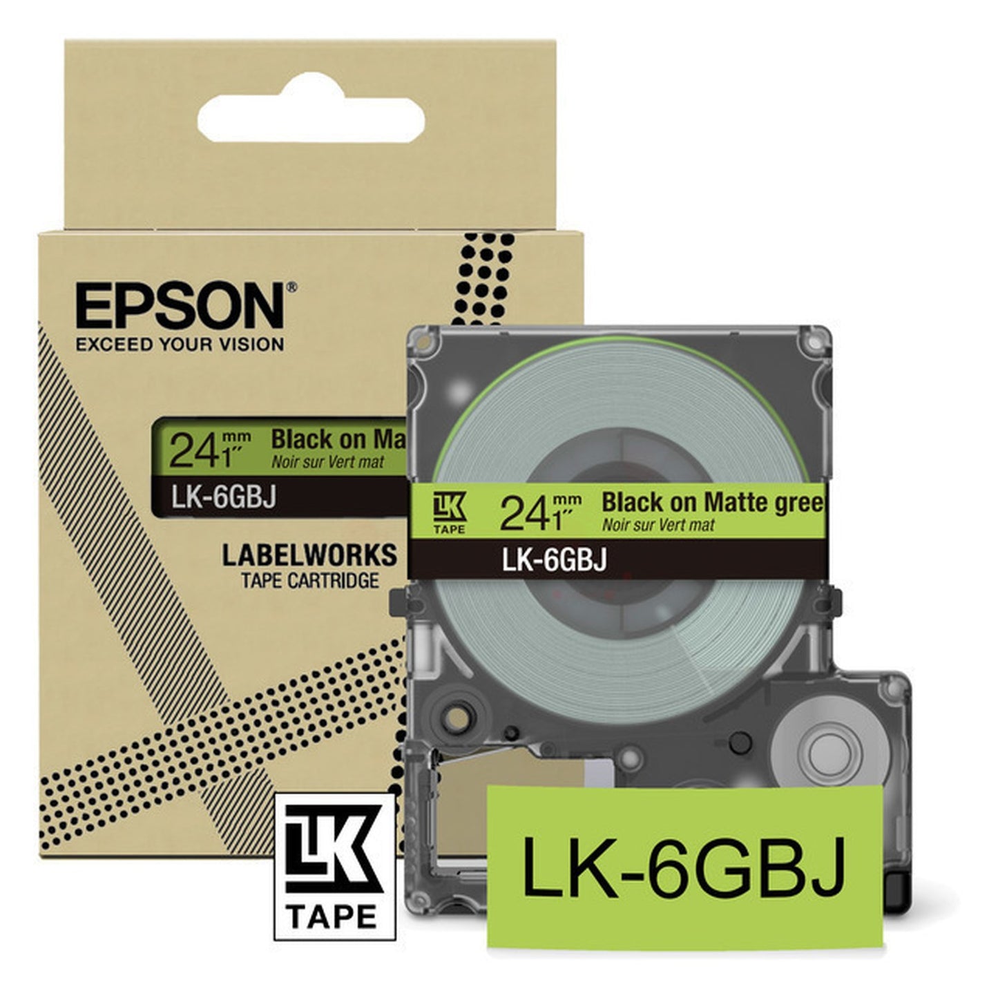 Rouleau d'étiquettes d'origine Epson C53S672079 / LK-6GBJ - noir, transparent