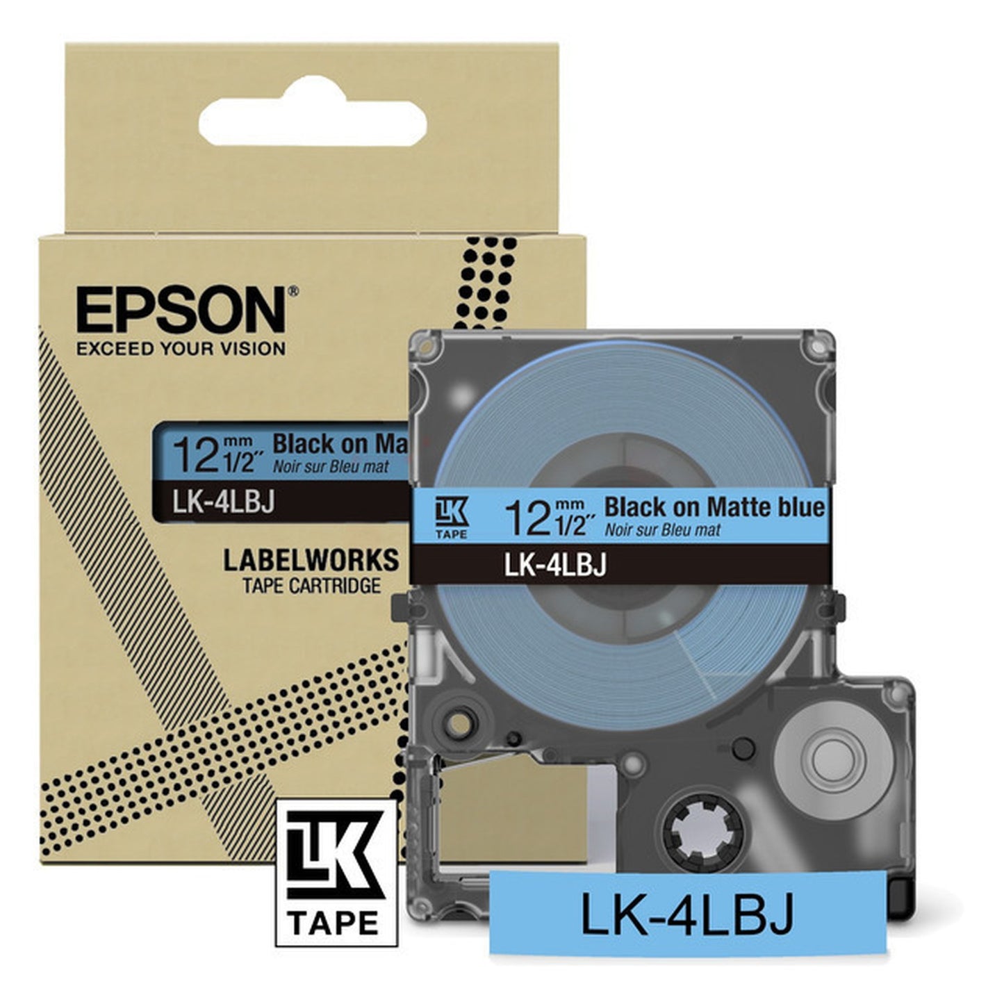 Rouleau d'étiquettes d'origine Epson C53S672080 / LK-4LBJ - noir, bleu