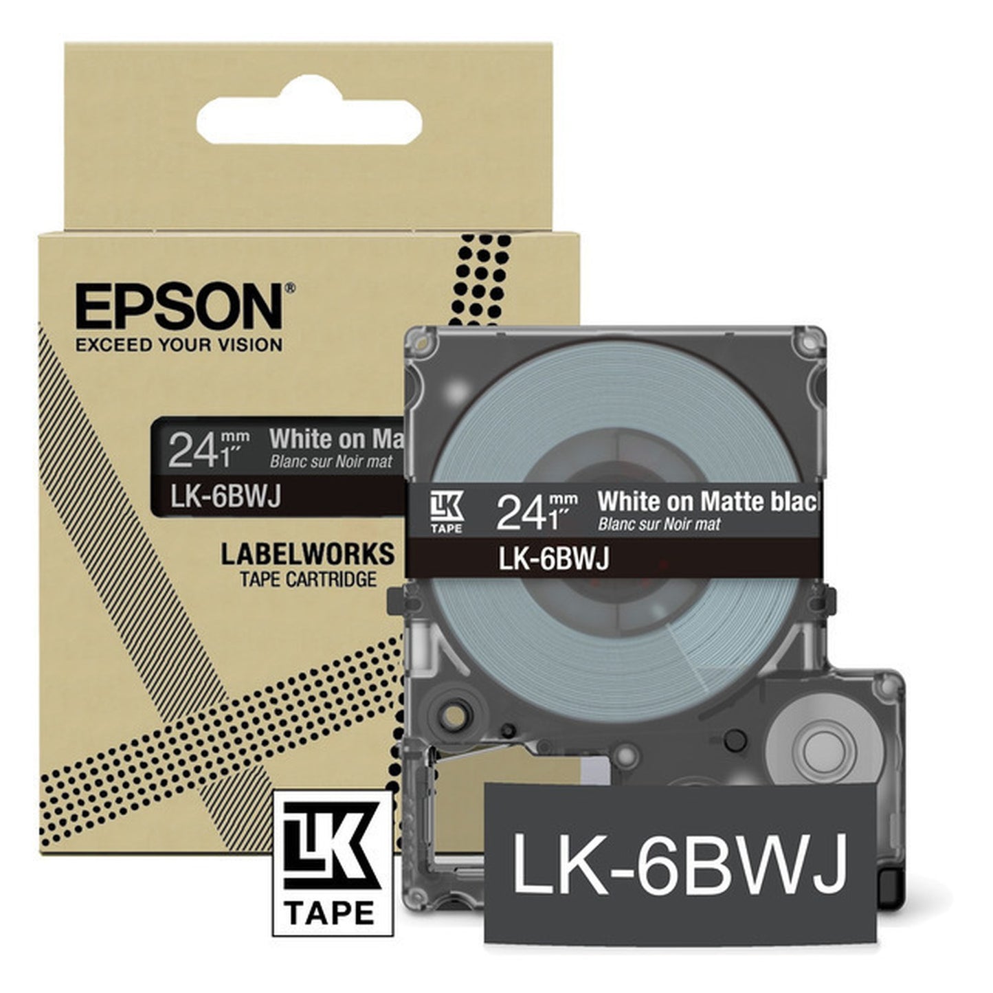 Rouleau d'étiquettes d'origine Epson C53S672084 / LK-6BWJ - noir, blanc