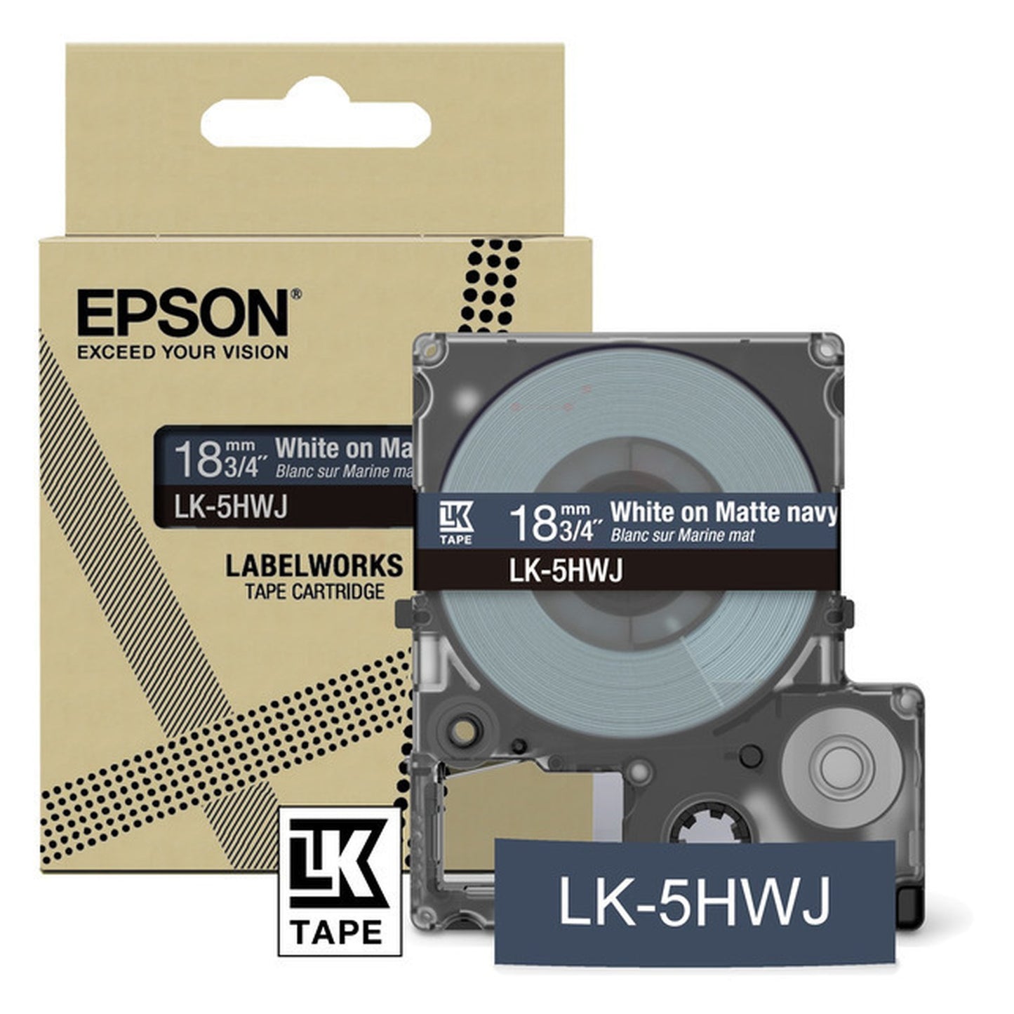 Rouleau d'étiquettes d'origine Epson C53S672085 / LK-5HWJ - bleu, blanc