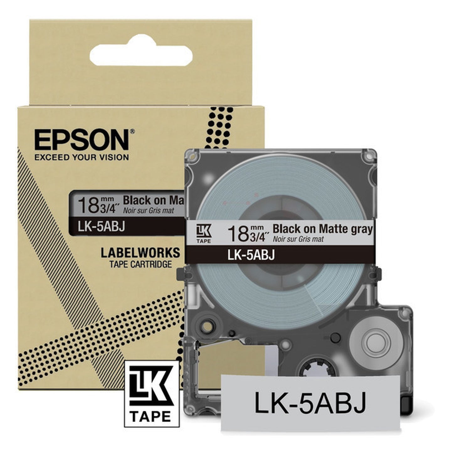 Rouleau d'étiquettes d'origine Epson C53S672087 / LK-5ABJ - noir, gris