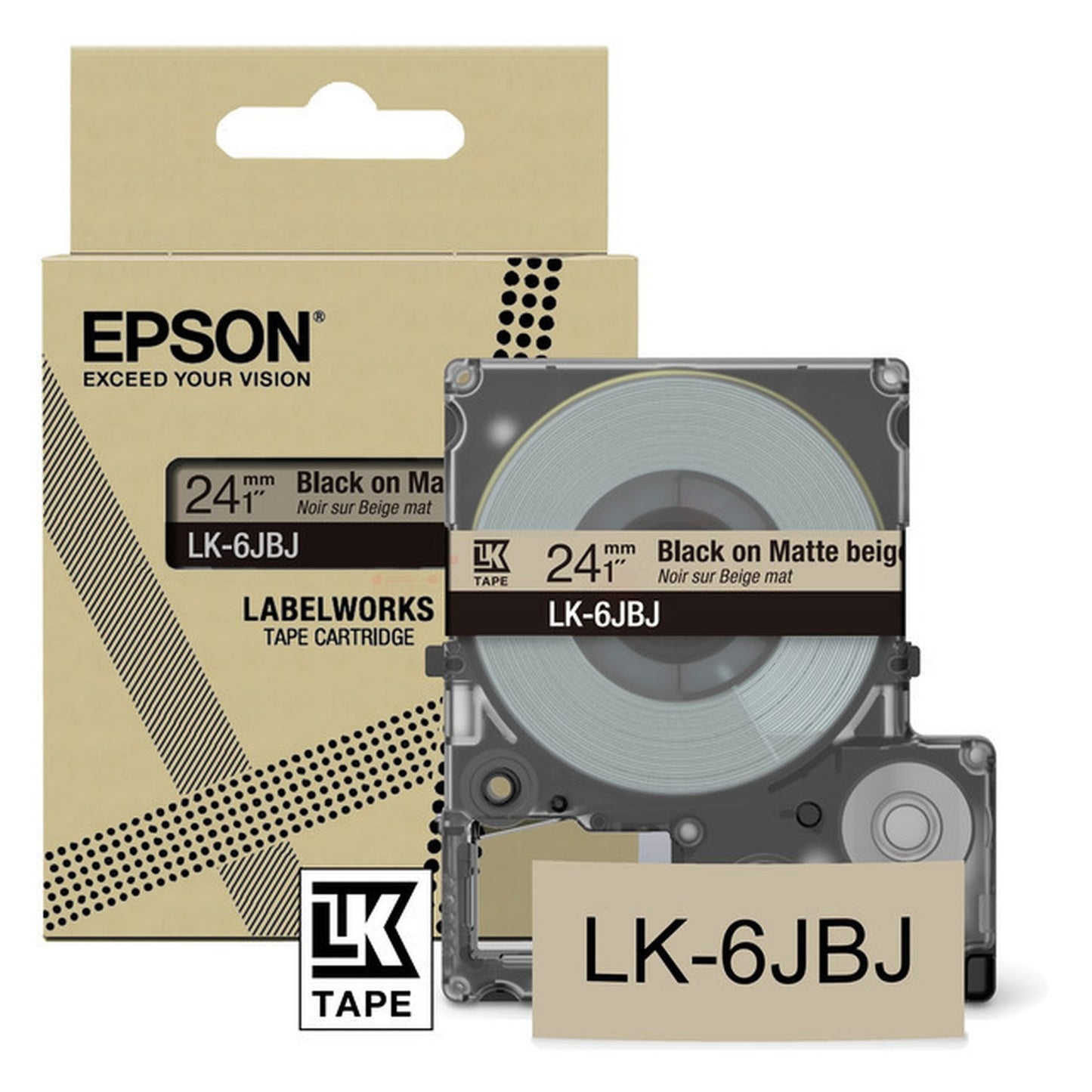 Rouleau d'étiquettes d'origine Epson C53S672092 / LK-6JBJ - noir