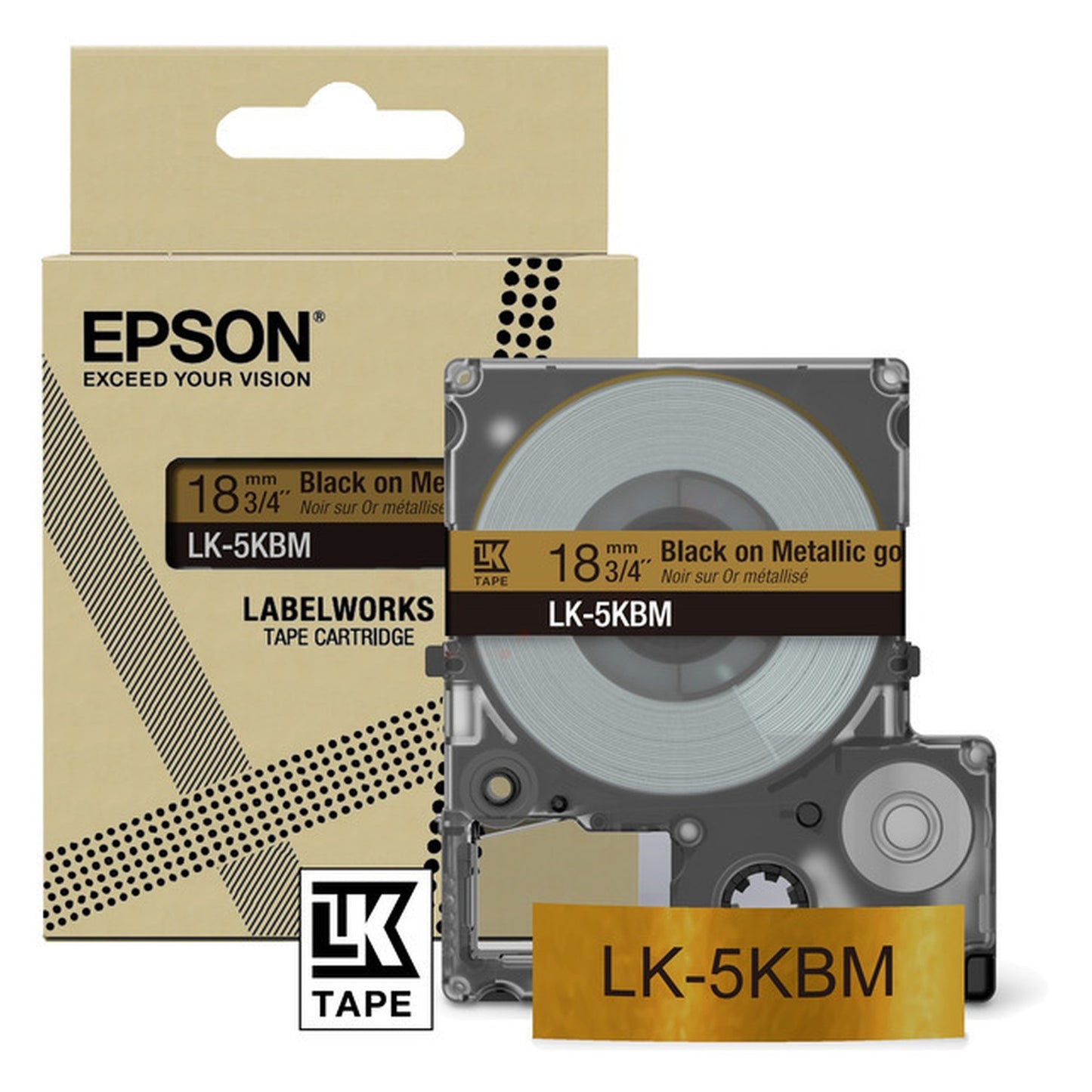 Rouleau d'étiquettes d'origine Epson C53S672093 / LK-5KBM - noir, or