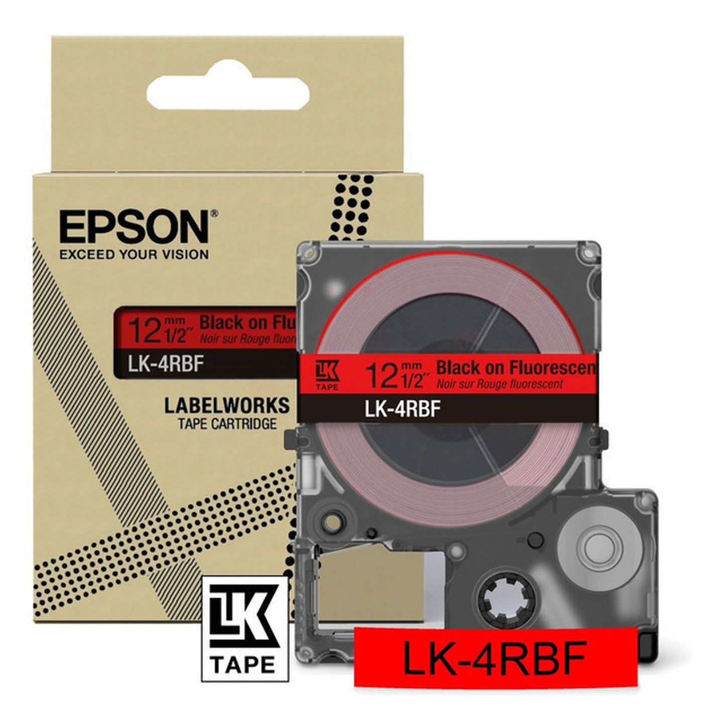Rouleau d'étiquettes d'origine Epson C53S672099 / LK-4RBF - noir, rouge