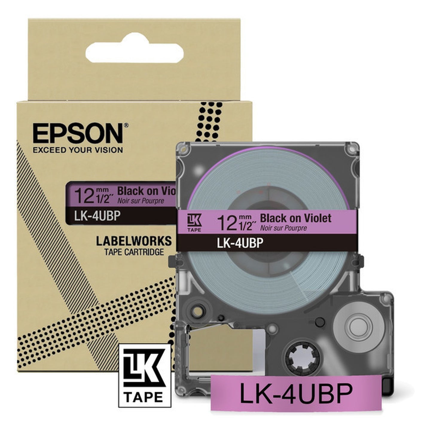 Rouleau d'étiquettes d'origine Epson C53S672101 / LK-4UBP - noir, violet
