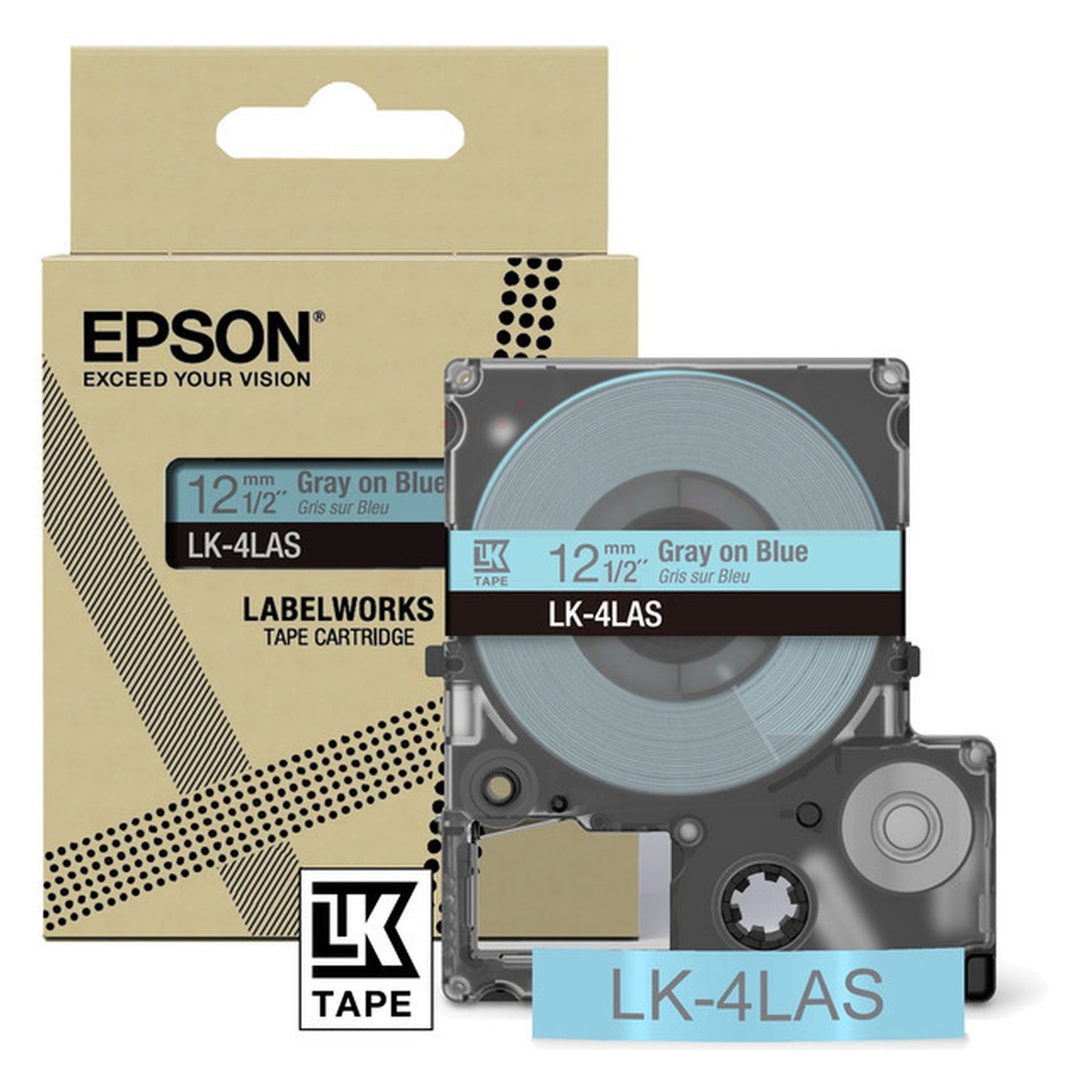 Rouleau d'étiquettes d'origine Epson C53S672106 / LK-4LAS - gris, bleu