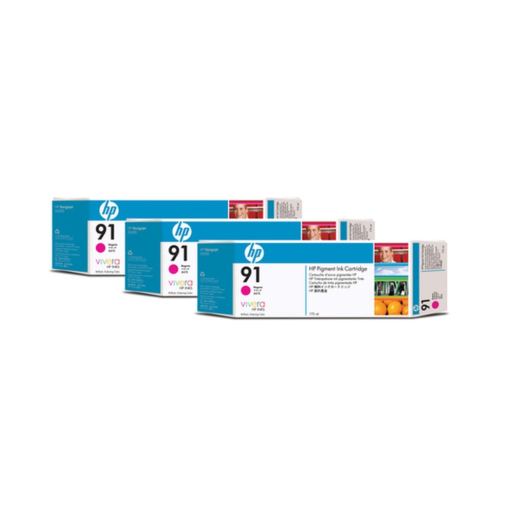 Cartouche d'origine HP C9484A / 91 - magenta - pack de 3