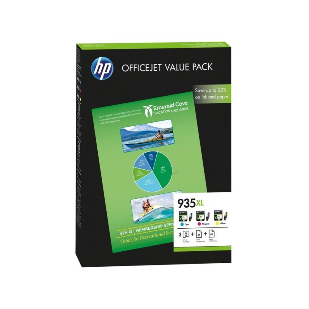 Cartouches d'origines HP F6U78AE / 935XL - multipack 3 couleurs : cyan, magenta, jaune