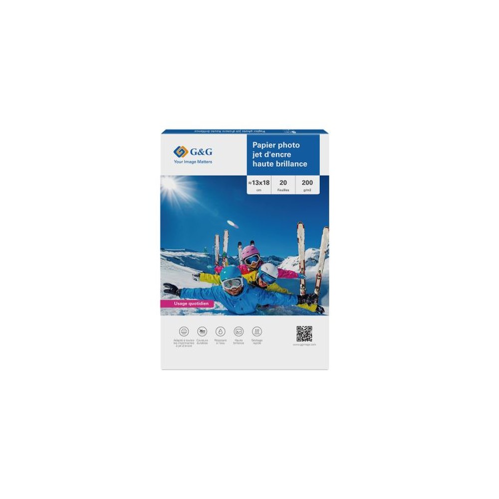 Papiers photo brillant - 13x18cm - 20 feuilles - 200g