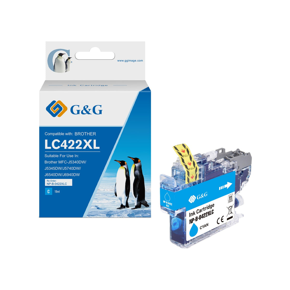 Cartouche compatible premium Brother LC422XLC - cyan