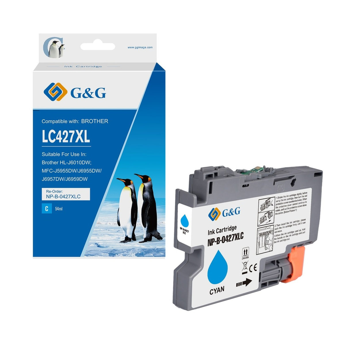 Cartouche compatible premium Brother LC427XLC - cyan