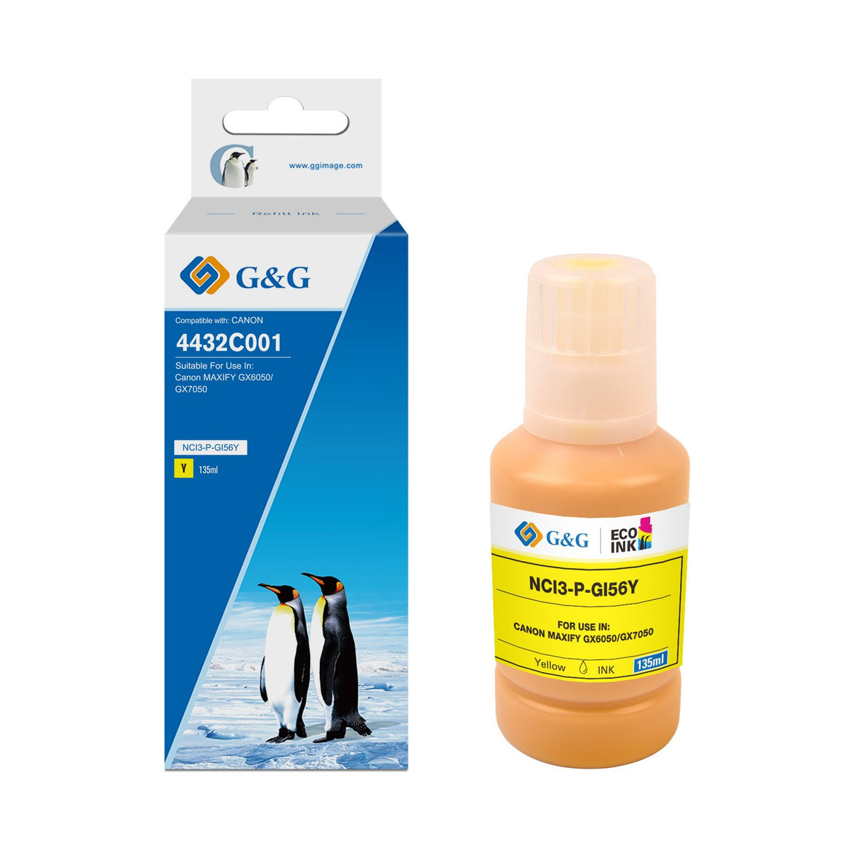 Bouteille d'encre compatible premium Canon 4432C001 / GI-56 Y - jaune