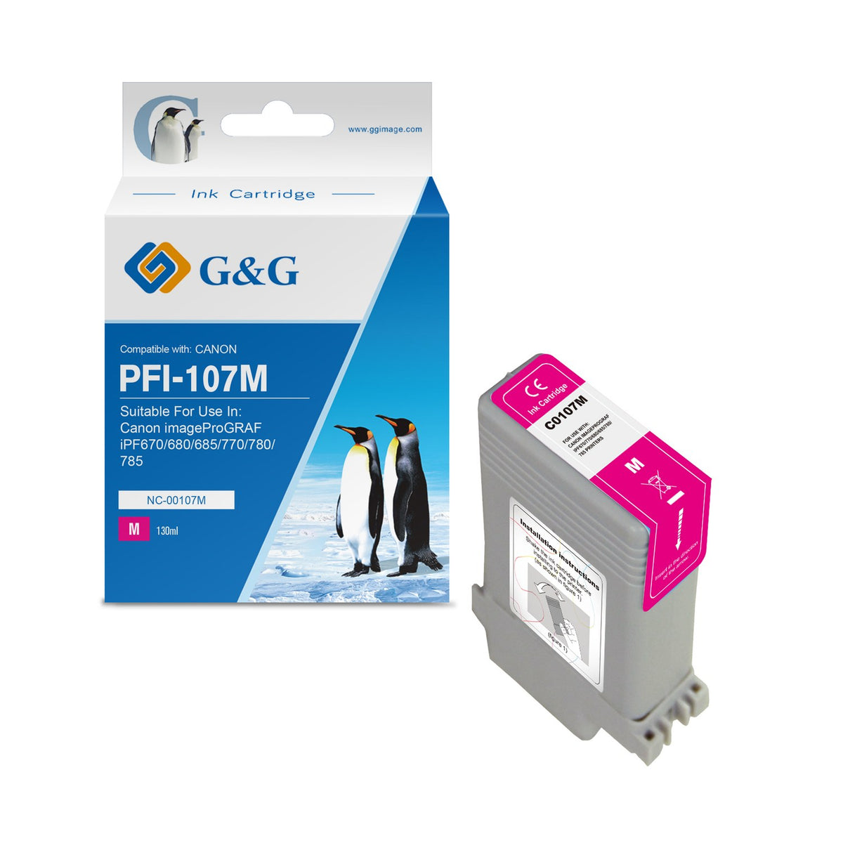 Cartouche compatible premium Canon 6707B001 / PFI-107 M - magenta