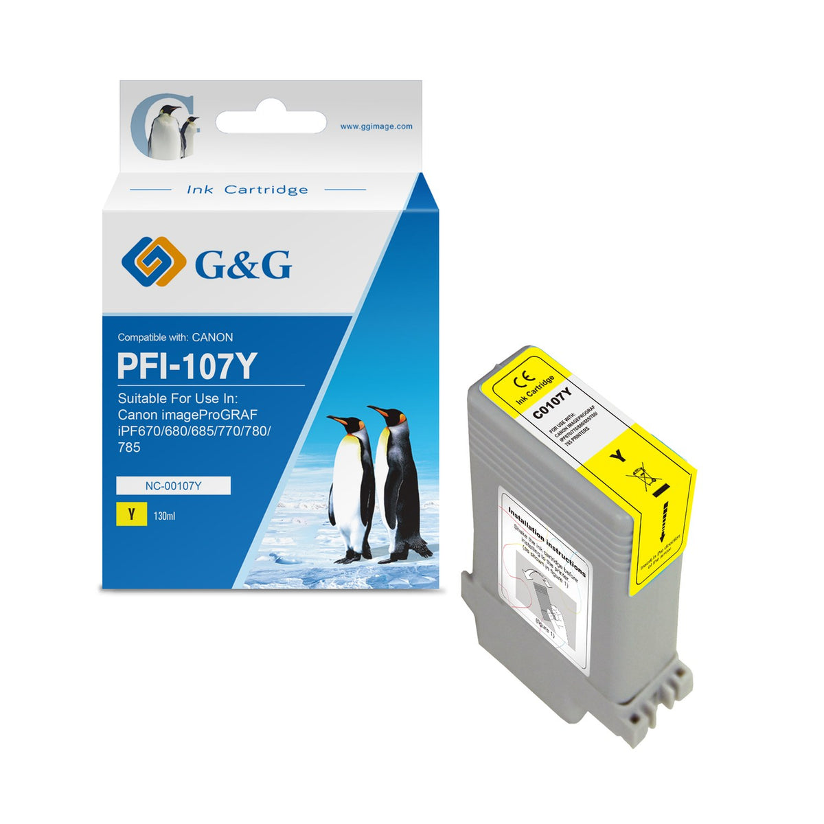 Cartouche compatible premium Canon 6708B001 / PFI-107 Y - jaune