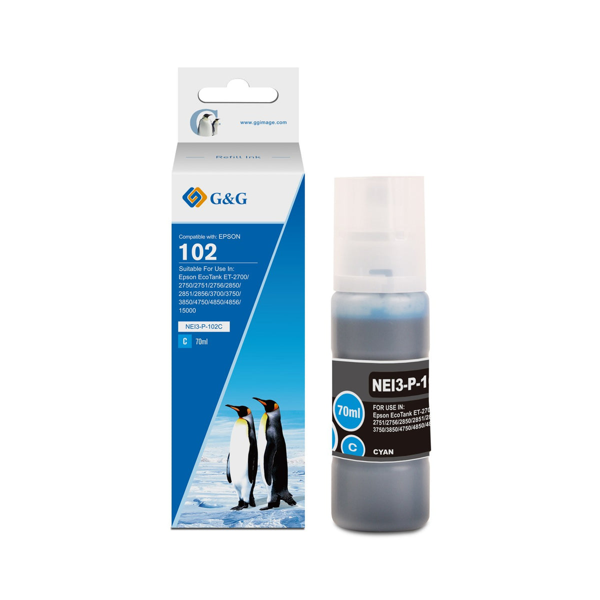 Bouteille d'encre compatible premium Epson C13T03R240 / 102 - cyan