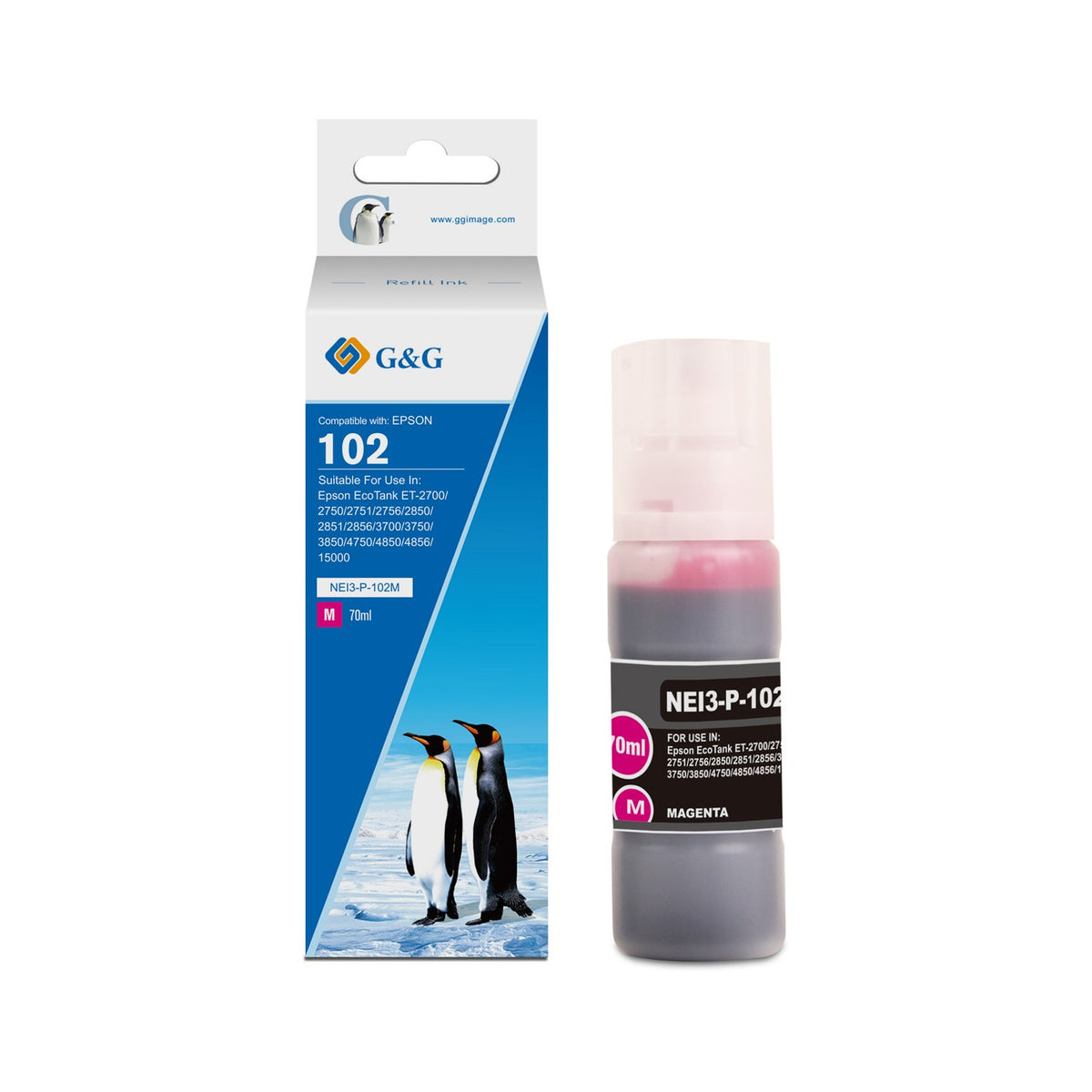 Bouteille d'encre compatible premium Epson C13T03R340 / 102 - magenta