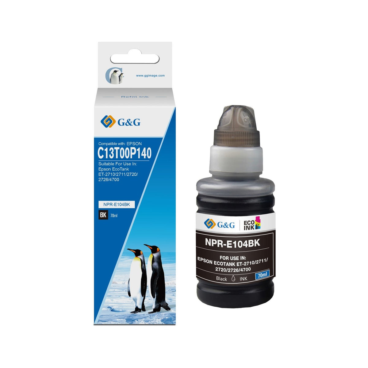 Bouteille d'encre compatible premium Epson C13T00P140 / 104 - noire