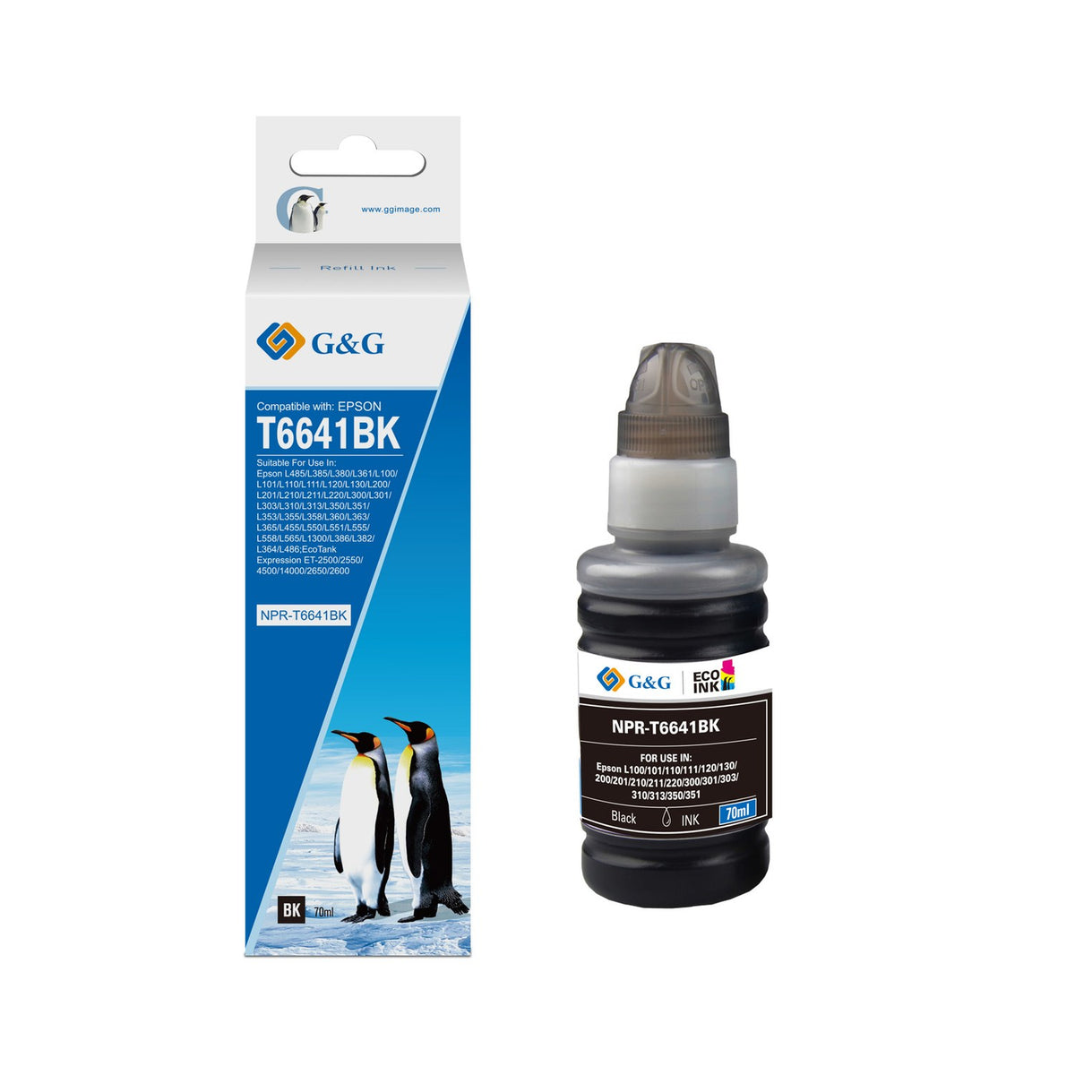Bouteille d'encre compatible premium Epson C13T66414A / T6641 - noire