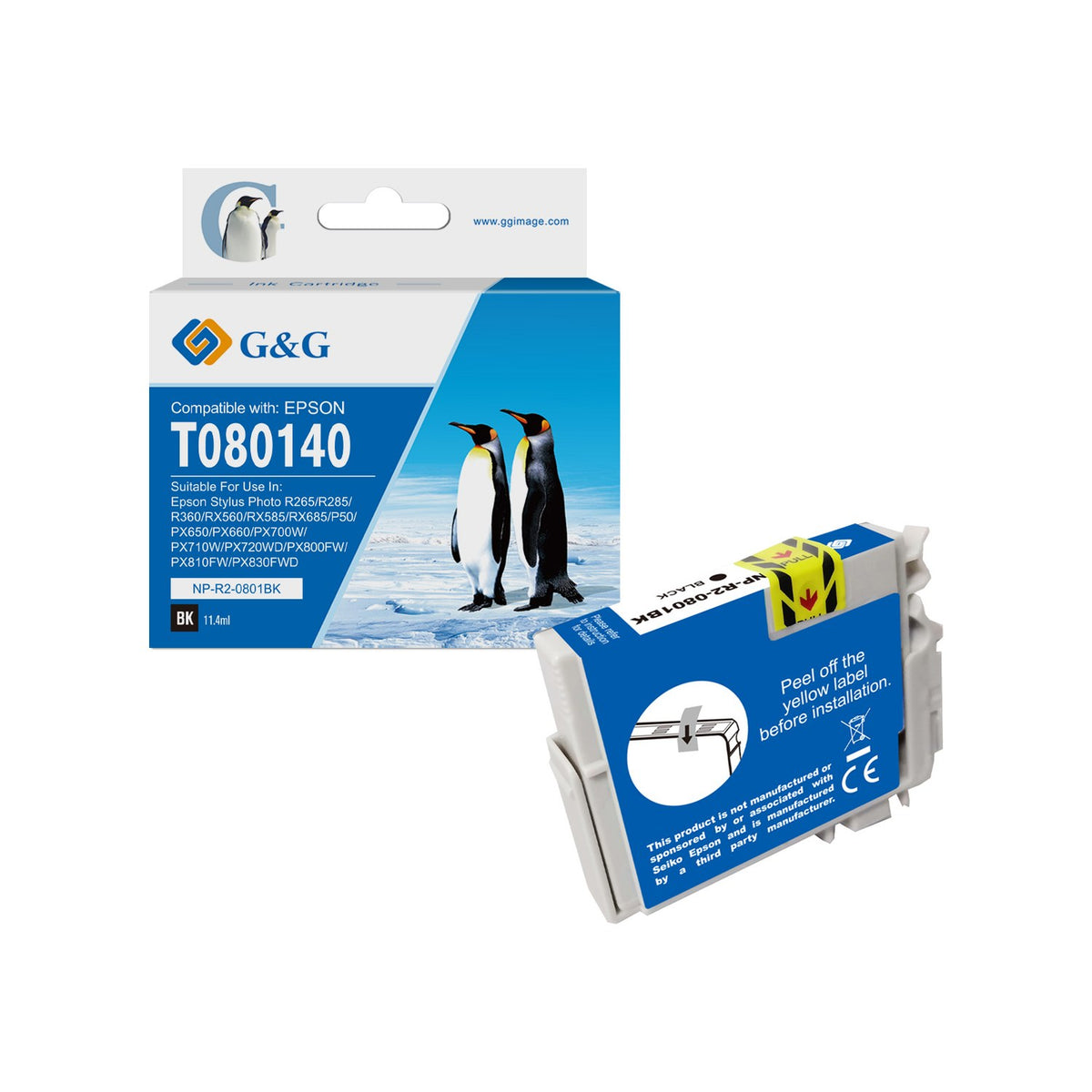Cartouche compatible premium Epson C13T08014011 / T0801 - noire