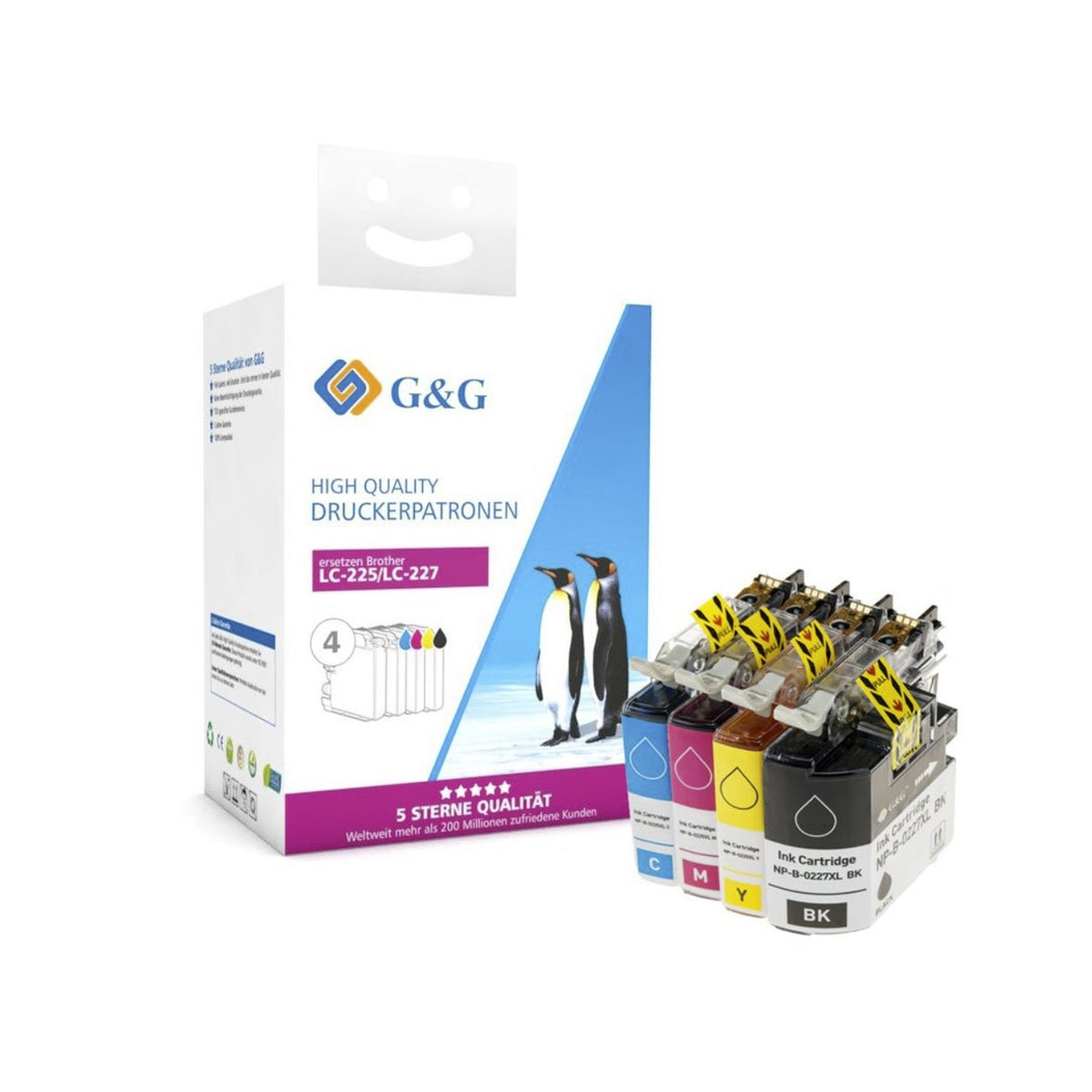 Cartouches compatibles premiums Brother LC227XLVALBP - multipack 4 couleurs : noire, cyan, magenta, jaune