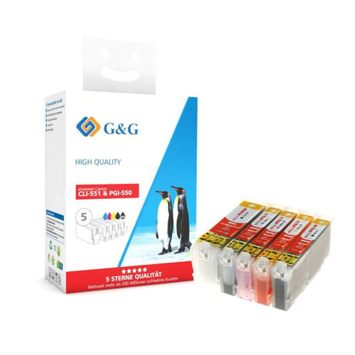 Cartouches compatibles premiums Canon 6509B008 / CLI-551 - multipack 4 couleurs : noire, cyan, magenta, jaune