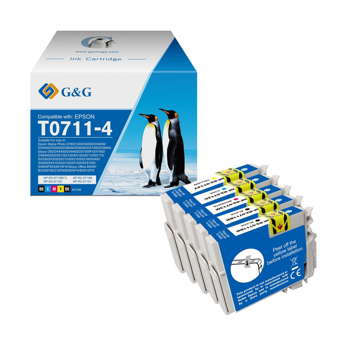 Pack de 5 cartouches PREMIUM de marque G&G compatibles EPSON T0715