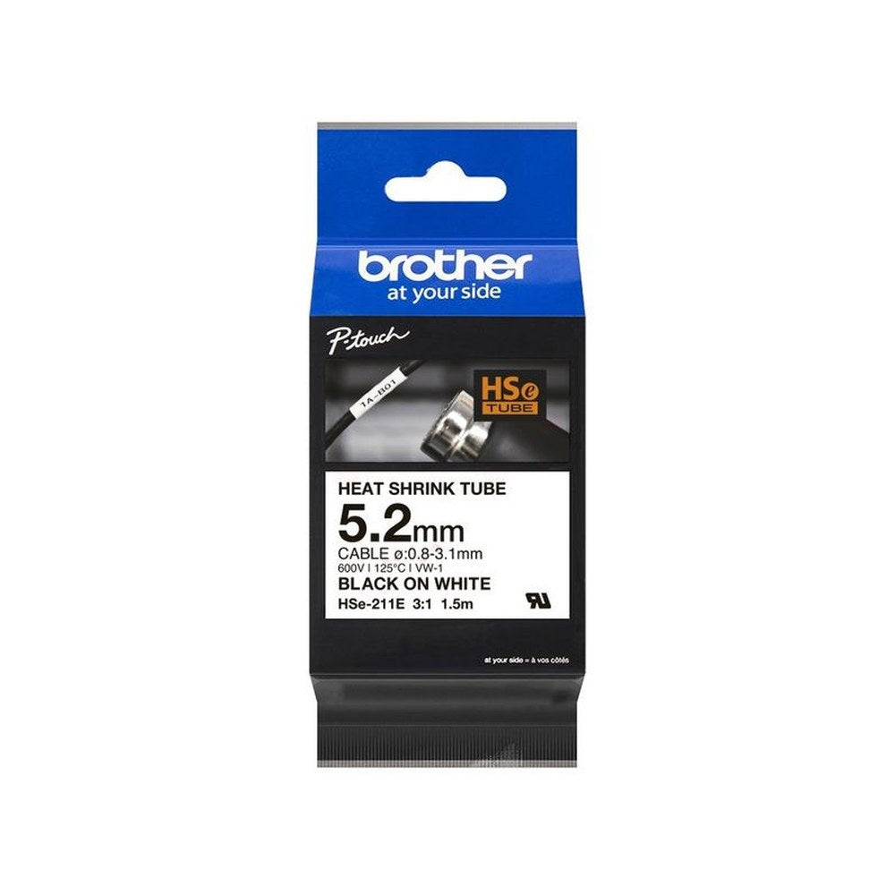 Gaines Thermorétractable d'origines Brother HSE211E - noire, blanche