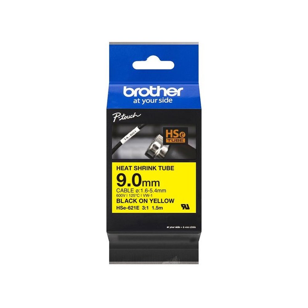 Gaines Thermorétractable d'origines Brother HSE621E - noire, jaune
