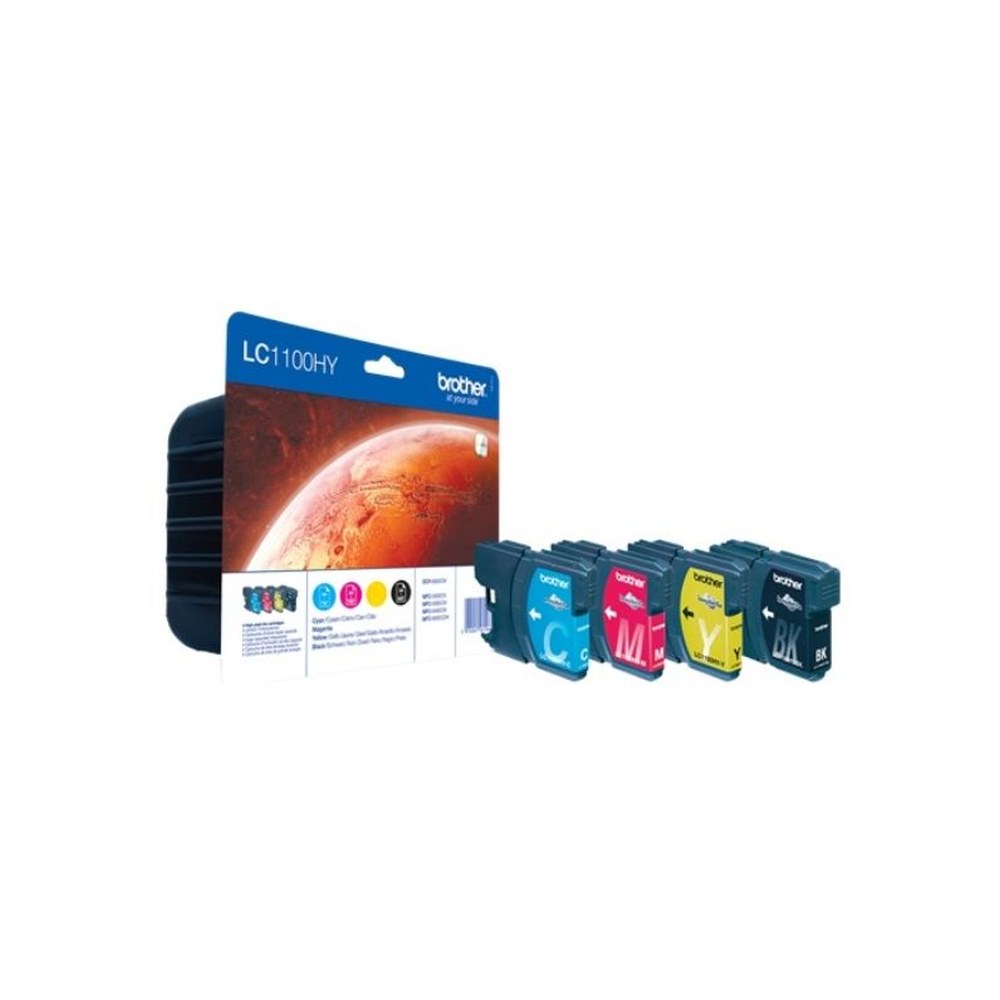 Cartouches d'origines Brother LC1100HYVALBPDR - multipack 4 couleurs : noire, cyan, magenta, jaune