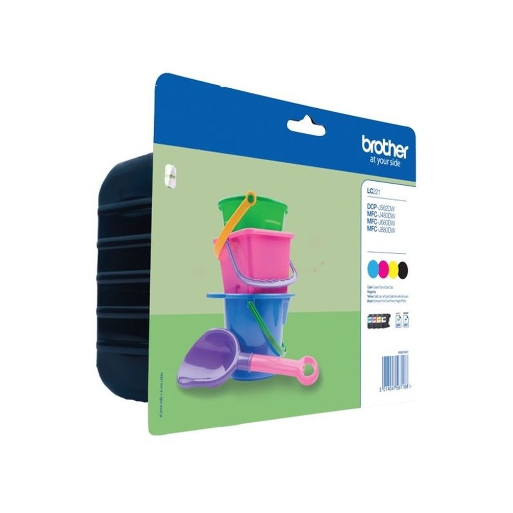Cartouches d'origines Brother LC221VALBP - multipack 4 couleurs : noire, cyan, magenta, jaune